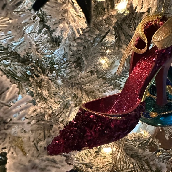 High Heel ornament Beaded Sparkle Sequins Holiday Christmas merlot wine Hallmark - Picture 10 of 14